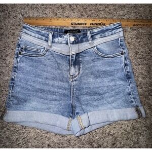 Judy Blue Women's Jean Shorts Western Yoke Cuffed High Rise Size Medium